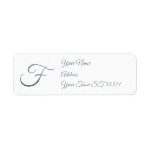 Elegante Zilveren Glitter Monogram F Persoonlijk Etiket