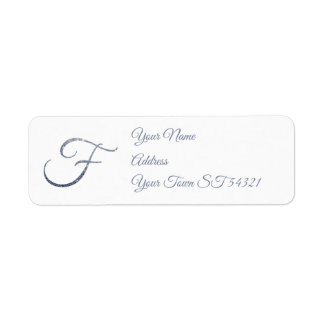 Elegante Zilveren Glitter Monogram F Persoonlijk Etiket