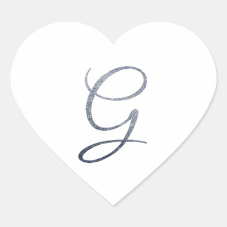 Elegante Zilveren Glitter Monogram G Enveloppe Zeg Hart Sticker