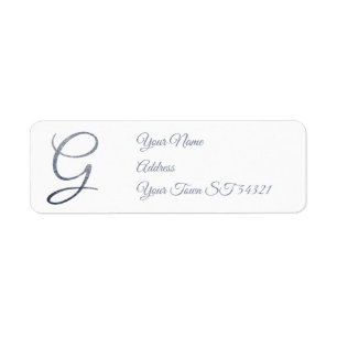 Elegante Zilveren Glitter Monogram G Persoonlijk Etiket