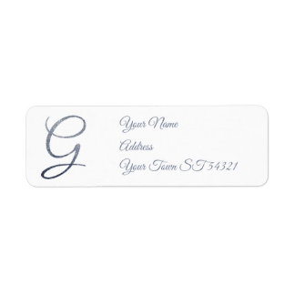 Elegante Zilveren Glitter Monogram G Persoonlijk Etiket