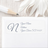 Elegante Zilveren Glitter Monogram N Persoonlijk Etiket (Insitu)