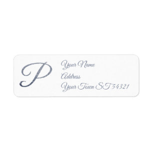 Elegante Zilveren Glitter Monogram P Persoonlijk Etiket