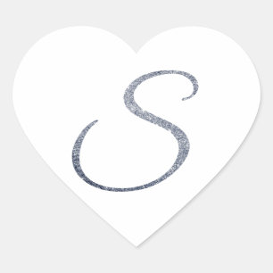 Elegante Zilveren Glitter Monogram S Enveloppe Zeg Hart Sticker