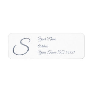 Elegante Zilveren Glitter Monogram S Persoonlijk Etiket