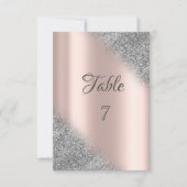 Elegante Zilveren Glitter Ombre Roze Gouden Tafel Kaart (Voorkant)