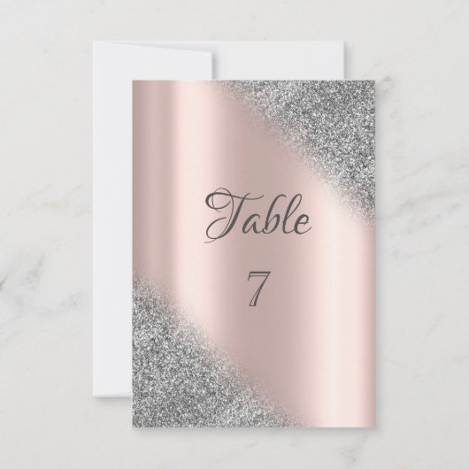 Elegante Zilveren Glitter Ombre Roze Gouden Tafel Kaart (Achterkant)
