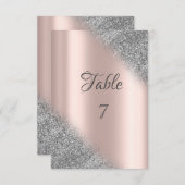 Elegante Zilveren Glitter Ombre Roze Gouden Tafel Kaart (Voorkant / Achterkant)