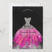 Elegante zilveren glitter paarse jurk bruidsbezoek kaart (Voorkant)