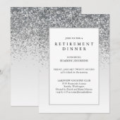 Elegante zilveren glitter pensioen partij kaart (Voorkant / Achterkant)