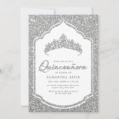 Elegante zilveren glitter Quinceanera Kaart (Voorkant)