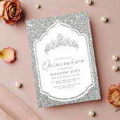 Elegante zilveren glitter Quinceanera Kaart