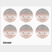 Elegante zilveren glitter roze bruiloft ronde sticker (Vel)