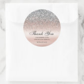 Elegante zilveren glitter roze bruiloft ronde sticker (Tas)