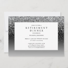 Elegante zilveren glitter Sparkle Retirement Invit Kaart
