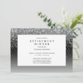 Elegante zilveren glitter Sparkle Retirement Invit Kaart (Staand voorkant)