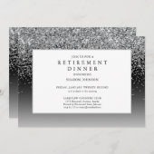Elegante zilveren glitter Sparkle Retirement Invit Kaart (Voorkant / Achterkant)