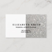 Elegante Zilveren Glitter Textuur Visitekaartje  (Voorkant)