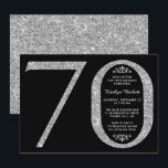 Elegante Zilveren Glitter Typografie 70e Verjaarda Kaart<br><div class="desc">Vier het feest in stijl met deze trendy en elegante zilveren glitter 70e verjaardagsuitnodigingen. Het ontwerp is gemakkelijk aan te passen en je gasten zullen verrukt zijn als ze deze stijlvolle uitnodigingen ontvangen.</div>