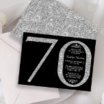 Elegante Zilveren Glitter Typografie 70e Verjaarda Kaart<br><div class="desc">Vier het feest in stijl met deze trendy en elegante zilveren glitter 70e verjaardagsuitnodigingen. Het ontwerp is gemakkelijk aan te passen en je gasten zullen verrukt zijn als ze deze stijlvolle uitnodigingen ontvangen.</div>