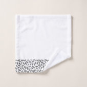 Elegante zilveren glitter veren op wit monogram bad handdoek (Wasdoekje)