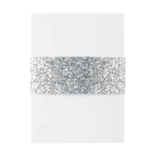 Elegante zilveren glitter witte bruiloft uitnodigingen wikkel (Achterkant Voorbeeld)