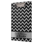 Elegante zilveren glitter zwart chevron zwart acce klembord (Links)