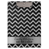 Elegante zilveren glitter zwart chevron zwart acce klembord (Voorkant)