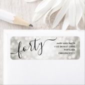 Elegante zilveren glitterlichten 40ste verjaardag etiket (Insitu)