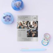 Elegante zilveren glittersalon flyer (Enkel)
