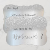 Elegante zilveren glitterschittering bruidsmeisjes kaart (Voorkant / Achterkant)