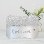 Elegante zilveren glitterschittering bruidsmeisjes kaart (Staand voorkant)