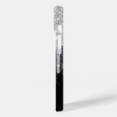 Elegante zilveren glitterslierten zwarte glitter Case-Mate iPhone case (Achterkant / Links)