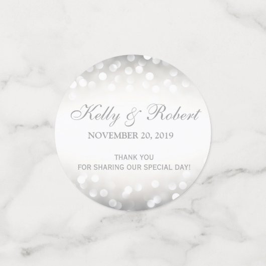 Elegante zilveren glittersnoeren confetti (Kleine voorkant)