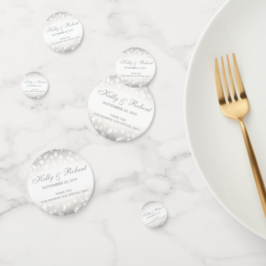 Elegante zilveren glittersnoeren confetti (Groep)