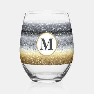 Elegante zilveren gouden gepersonaliseerde monogra wijnglas zonder voet