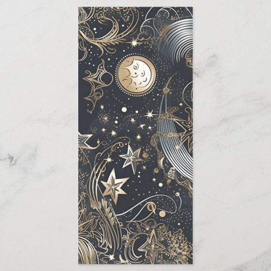 Elegante zilveren gouden hemelse bruiloft menu (Achterkant)