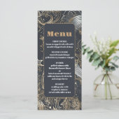 Elegante zilveren gouden hemelse bruiloft menu (Staand voorkant)