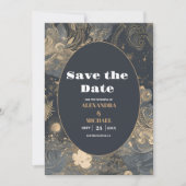 Elegante zilveren gouden hemelse bruiloft save the date (Voorkant)