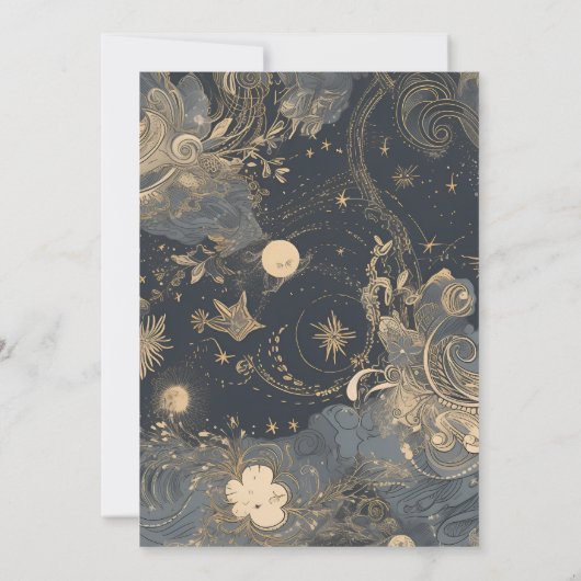 Elegante zilveren gouden hemelse bruiloft save the date (Achterkant)