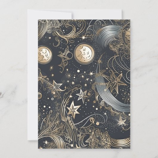 Elegante zilveren gouden hemelse bruiloft save the date (Achterkant)