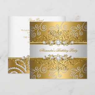 Elegante zilveren gouden kant diamant overlay fees kaart