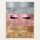 Elegante zilveren gouden Roos gouden glitter strep Planner (Voorkant)