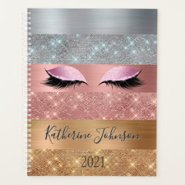 Elegante zilveren gouden Roos gouden glitter strep Planner
