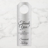 Elegante zilveren gradiënt filigraan bruiloft dank flessenhanger (Voorkant)