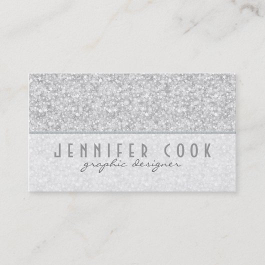 Elegante zilveren grijze glitter textuur visitekaartje (Voorkant)