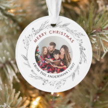 Elegante Zilveren Grijze Krans Foto Prettig Kerstf
