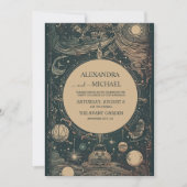 Elegante zilveren groene tarot bruiloft kaart (Voorkant)