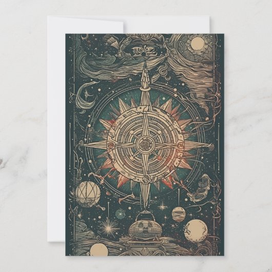 Elegante zilveren groene tarot bruiloft kaart (Achterkant)