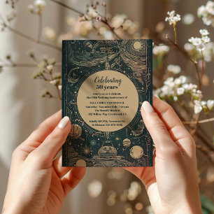 Elegante Zilveren Groene Tarot Huwelijksjubileum Kaart